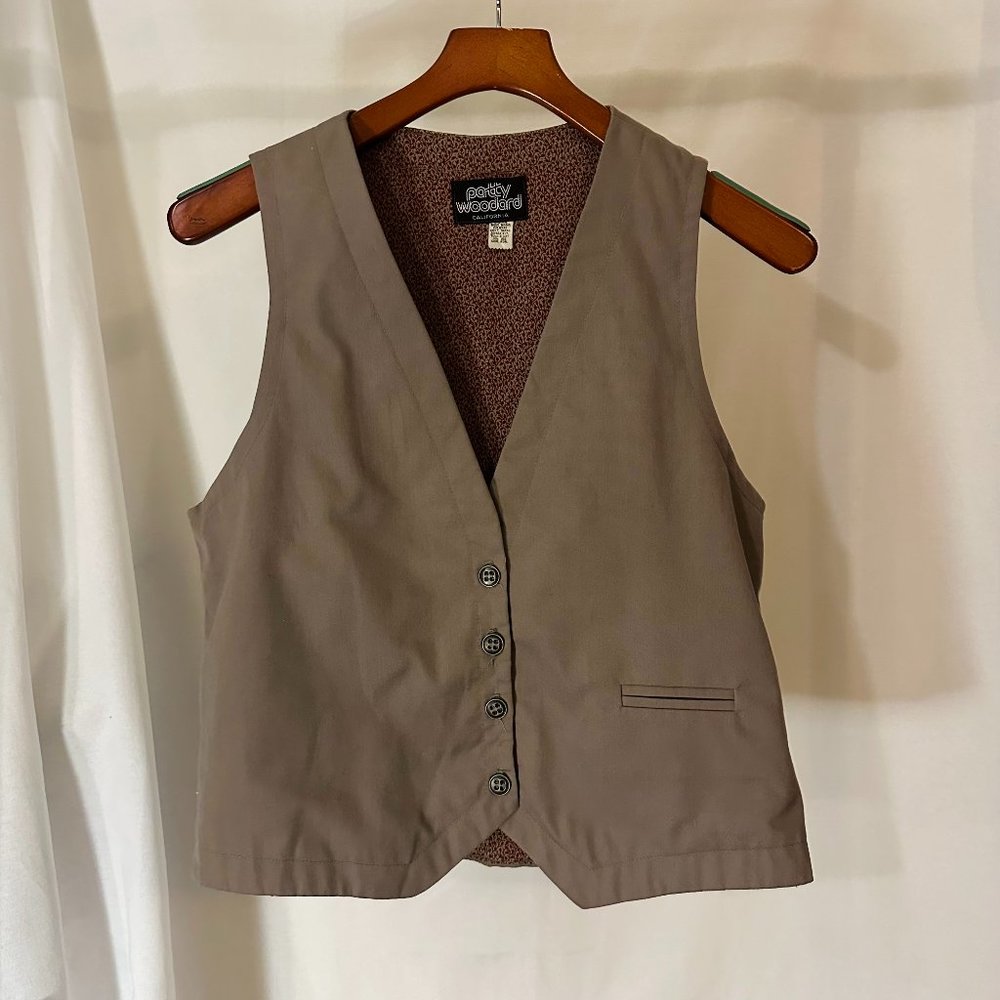 Vintage Tailored Fitted Waistcoat Taupe Menswear Vest Small